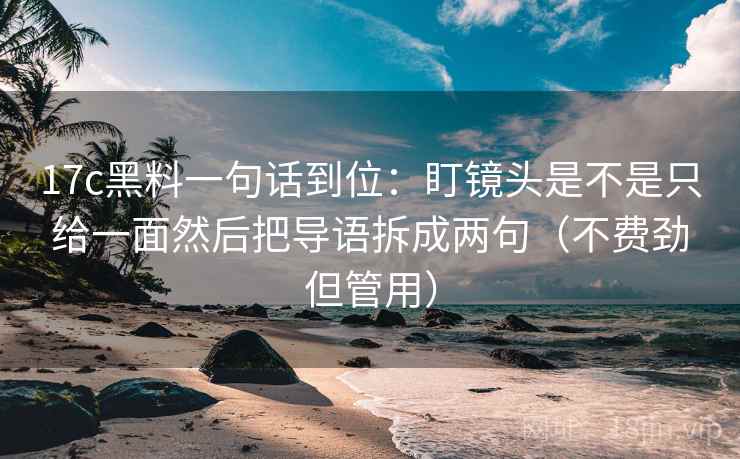 17c黑料一句话到位：盯镜头是不是只给一面然后把导语拆成两句（不费劲但管用）