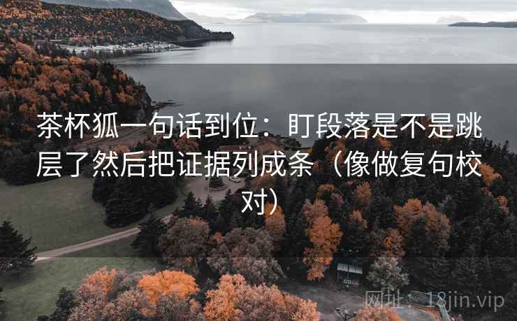 茶杯狐一句话到位：盯段落是不是跳层了然后把证据列成条（像做复句校对）